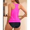 imageYonique Women Two Piece Tankini Blouson Swimsuit Bathing Suits Racerback Swim Tank Tops with Bottoms Tummy Control SwimwearNeon Pink