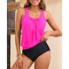 imageYonique Women Two Piece Tankini Blouson Swimsuit Bathing Suits Racerback Swim Tank Tops with Bottoms Tummy Control SwimwearNeon Pink