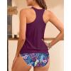 imageYonique Women Two Piece Tankini Blouson Swimsuit Bathing Suits Racerback Swim Tank Tops with Bottoms Tummy Control SwimwearPurple Leaf