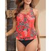 imageYonique Women Two Piece Tankini Blouson Swimsuit Bathing Suits Racerback Swim Tank Tops with Bottoms Tummy Control SwimwearRed Floral