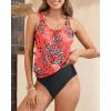 imageYonique Women Two Piece Tankini Blouson Swimsuit Bathing Suits Racerback Swim Tank Tops with Bottoms Tummy Control SwimwearRed Floral