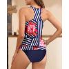 imageYonique Women Two Piece Tankini Blouson Swimsuit Bathing Suits Racerback Swim Tank Tops with Bottoms Tummy Control SwimwearRed Floral Stripe