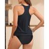 imageYonique Women Two Piece Tankini Blouson Swimsuit Bathing Suits Racerback Swim Tank Tops with Bottoms Tummy Control SwimwearSolid Black