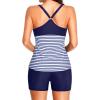imageYonique Women Two Piece Tankini Swimsuits with Shorts Athletic Bathing Suit with Swim Shorts Racerback Swimwear Blue and White Stripes M