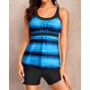 imageYonique Women Two Piece Tankini Swimsuits with Shorts Athletic Bathing Suit with Swim Shorts Racerback SwimwearRacerback Blue and Black Gradient