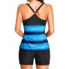 imageYonique Women Two Piece Tankini Swimsuits with Shorts Athletic Bathing Suit with Swim Shorts Racerback SwimwearRacerback Blue and Black Gradient