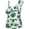 imageYonique Womens One Shoulder Tankini Swim Tops Ruffle Bathing Suit Tops No BottomsWhite