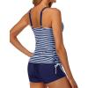 imageYonique Womens Two Piece Tankini Swimsuits with Shorts Athletic Bathing Suits Slimming Swimwear Blue Striped L