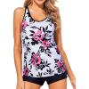 imageYonique 2 Piece Tankini Swimsuits for Women with Boy Shorts Athletic Swim Tank Top Bathing Suits White Pink Floral M
