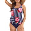 imageYonique Women Two Piece Tankini Blouson Swimsuit Bathing Suits Racerback Swim Tank Tops with Bottoms Tummy Control SwimwearRed Floral Stripe