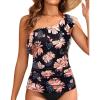 imageYonique Womens One Shoulder Tankini Swim Tops Ruffle Bathing Suit Tops No BottomsOrange