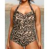 imageYonique Plus Size Bathing Suit for Women One Piece Swimsuit Tummy Control Halter Tops for Women SwimwearLeopard