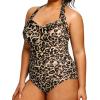 imageYonique Plus Size Bathing Suit for Women One Piece Swimsuit Tummy Control Halter Tops for Women SwimwearLeopard
