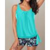 imageYonique 2 Piece Swimsuit for Women Blouson Tankini Top with Shorts Tummy Control Bathing SuitAqua Green and Blue Floral