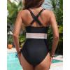 imageTummy Control One Piece Swimsuit  Womens Push Up V Neck Bathing Suit Slimming SwimwearBlack