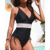 imageTummy Control One Piece Swimsuit  Womens Push Up V Neck Bathing Suit Slimming SwimwearBlack