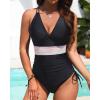 imageTummy Control One Piece Swimsuit  Womens Push Up V Neck Bathing Suit Slimming SwimwearBlack