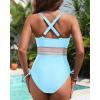 imageTummy Control One Piece Swimsuit  Womens Push Up V Neck Bathing Suit Slimming SwimwearBlue