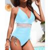 imageTummy Control One Piece Swimsuit  Womens Push Up V Neck Bathing Suit Slimming SwimwearBlue