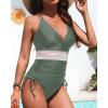 imageTummy Control One Piece Swimsuit  Womens Push Up V Neck Bathing Suit Slimming SwimwearGreen