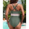 imageTummy Control One Piece Swimsuit  Womens Push Up V Neck Bathing Suit Slimming SwimwearGreen
