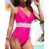 imageTummy Control One Piece Swimsuit  Womens Push Up V Neck Bathing Suit Slimming SwimwearHot Pink