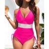 imageTummy Control One Piece Swimsuit  Womens Push Up V Neck Bathing Suit Slimming SwimwearHot Pink