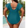 imageYonique Plus Size Swimsuits for Women One Piece Tummy Control Bathing Suits Ruffle SwimwearTeal
