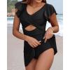imageYonique Women Swimsuits with Skirt  One Piece Tummy Control Swim Dress Cutout Bathing SuitsBlack