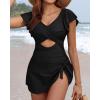 imageYonique Women Swimsuits with Skirt  One Piece Tummy Control Swim Dress Cutout Bathing SuitsBlack
