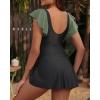 imageYonique Women Swimsuits with Skirt  One Piece Tummy Control Swim Dress Cutout Bathing SuitsOlive Green