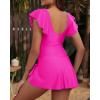 imageYonique Women Swimsuits with Skirt  One Piece Tummy Control Swim Dress Cutout Bathing SuitsPink