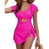 imageYonique Women Swimsuits with Skirt  One Piece Tummy Control Swim Dress Cutout Bathing SuitsPink