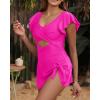 imageYonique Women Swimsuits with Skirt  One Piece Tummy Control Swim Dress Cutout Bathing SuitsPink