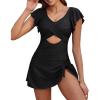 imageYonique Women Swimsuits with Skirt  One Piece Tummy Control Swim Dress Cutout Bathing SuitsBlack
