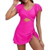 imageYonique Women Swimsuits with Skirt  One Piece Tummy Control Swim Dress Cutout Bathing SuitsPink