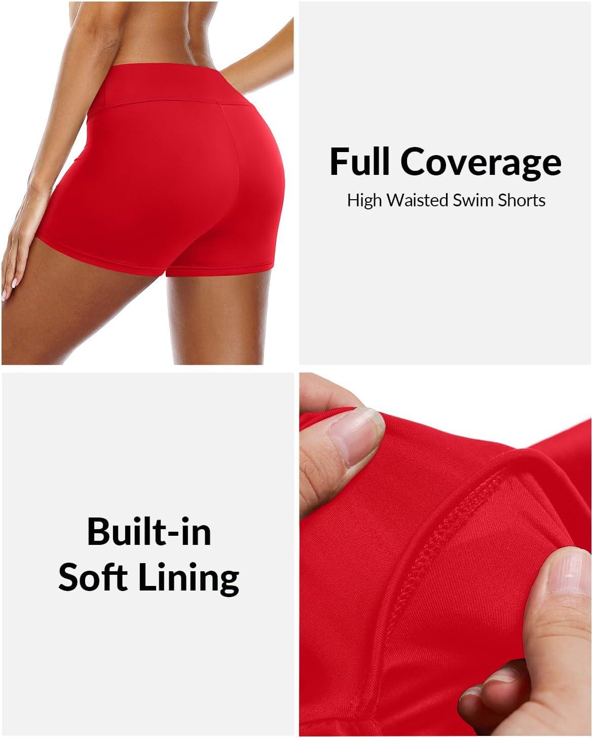 imageYonique Womens Swim Shorts Bathing Suits Bottoms Swimsuit BottomsAvailable in PlusRed