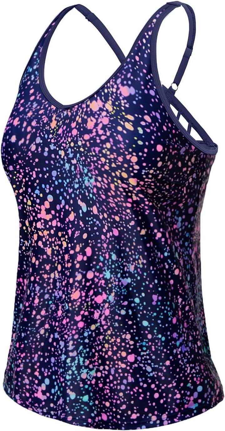imageYonique Womens Tankini Top Only Athletic Swim Top Modest Tankini Swimsuit No BottomStarry Sky