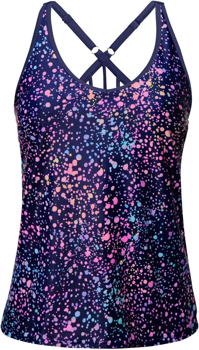 imageYonique Womens Tankini Top Only Athletic Swim Top Modest Tankini Swimsuit No BottomStarry Sky