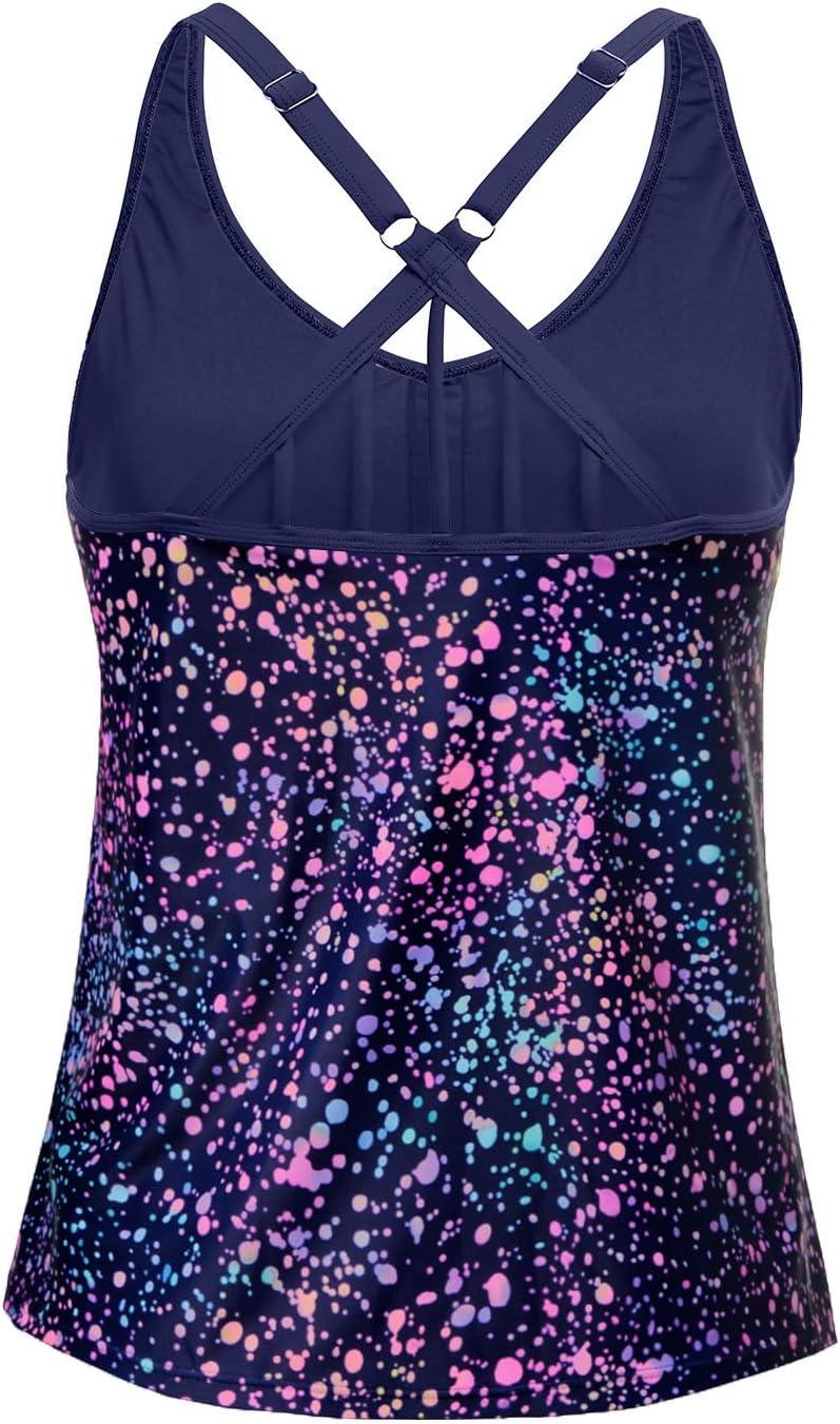 imageYonique Womens Tankini Top Only Athletic Swim Top Modest Tankini Swimsuit No BottomStarry Sky