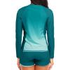 imageWomen Long Sleeve Rash Guard  Two Piece Swimsuit with Shorts UPF 50 Bathing Suit Built in Bra Surf Swim Shirt Turquoise Gradient XXL