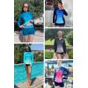 imageWomen Long Sleeve Rash Guard  Two Piece Swimsuit with Shorts UPF 50 Bathing Suit Built in Bra Surf Swim Shirt Turquoise Gradient XXL