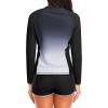 imageWomen Long Sleeve Rash Guard  Two Piece Swimsuit with Shorts UPF 50 Bathing Suit Built in Bra Surf Swim ShirtBlack Gradient
