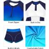 imageWomen Long Sleeve Rash Guard  Two Piece Swimsuit with Shorts UPF 50 Bathing Suit Built in Bra Surf Swim ShirtBlue Gradient