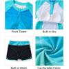 imageWomen Long Sleeve Rash Guard  Two Piece Swimsuit with Shorts UPF 50 Bathing Suit Built in Bra Surf Swim ShirtGreen Gradient