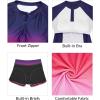 imageWomen Long Sleeve Rash Guard  Two Piece Swimsuit with Shorts UPF 50 Bathing Suit Built in Bra Surf Swim ShirtPink Gradient