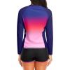 imageWomen Long Sleeve Rash Guard  Two Piece Swimsuit with Shorts UPF 50 Bathing Suit Built in Bra Surf Swim ShirtPink Gradient