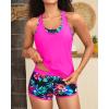imageYonique 3 Piece Athletic Tankini Swimsuits for Women with Shorts Swim Tank Tops with Sports Bra and Boyshorts Bathing SuitsColorful Floral 01
