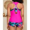 imageYonique 3 Piece Athletic Tankini Swimsuits for Women with Shorts Swim Tank Tops with Sports Bra and Boyshorts Bathing SuitsColorful Floral 01