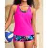 imageYonique 3 Piece Athletic Tankini Swimsuits for Women with Shorts Swim Tank Tops with Sports Bra and Boyshorts Bathing SuitsColorful Floral 01